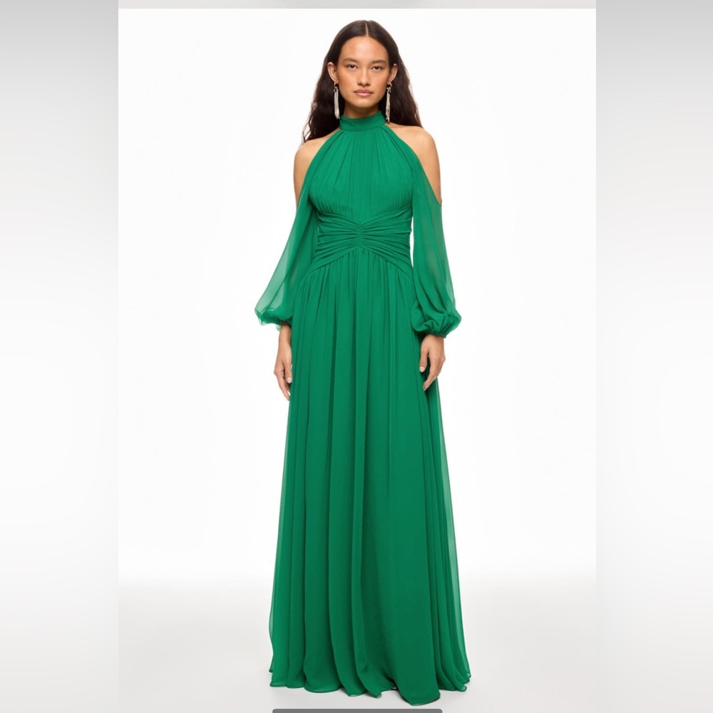 Zac Posen Cold-Shoulder Chiffon Long Sleeve Dress - Size 4